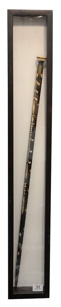 Appraisal: English Inlaid Wood Walking Stick having bone inlay with brass