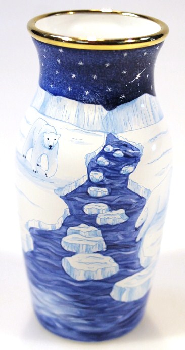 Appraisal: A Moorcroft enamel Polar Bear design vase of shouldered circular