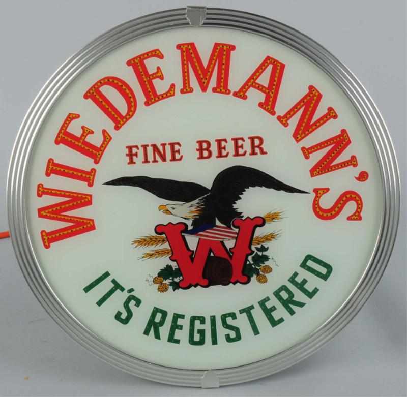 Appraisal: Wiedemann's Fine Beer Reverse Glass Motion Light Manufactured by Ohio