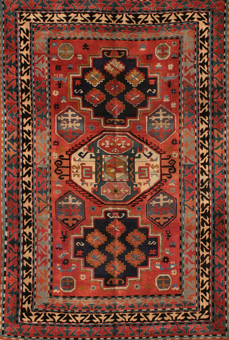 Appraisal: European 'Kazak' Hook Rug Second Quarter th Century Shaded red