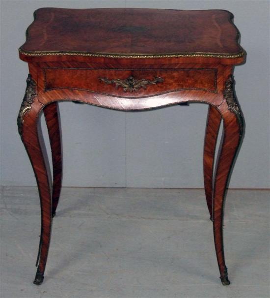 Appraisal: Early th century French Kingwood and brass inlaid work table