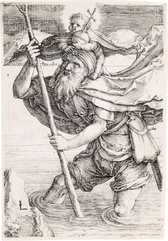 Appraisal: LUCAS VAN LEYDEN St Christopher with the Christ Child Engraving