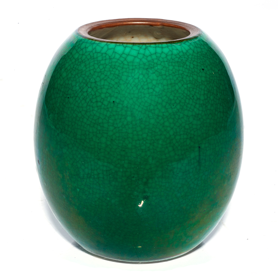 Appraisal: CHINESE APPLE-GREEN CRACKLE GLAZED VASE Chinese apple-green crackle glazed vase