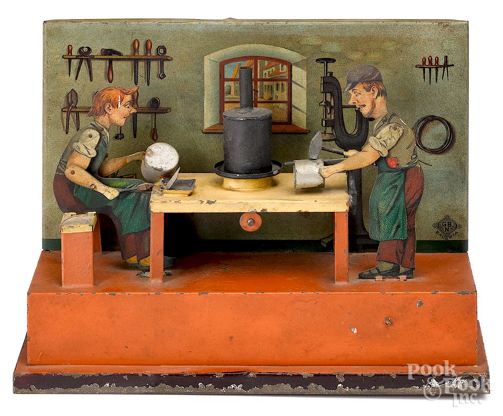 Appraisal: Bing tinsmith shop steam toy accessory Bing painted and lithograph