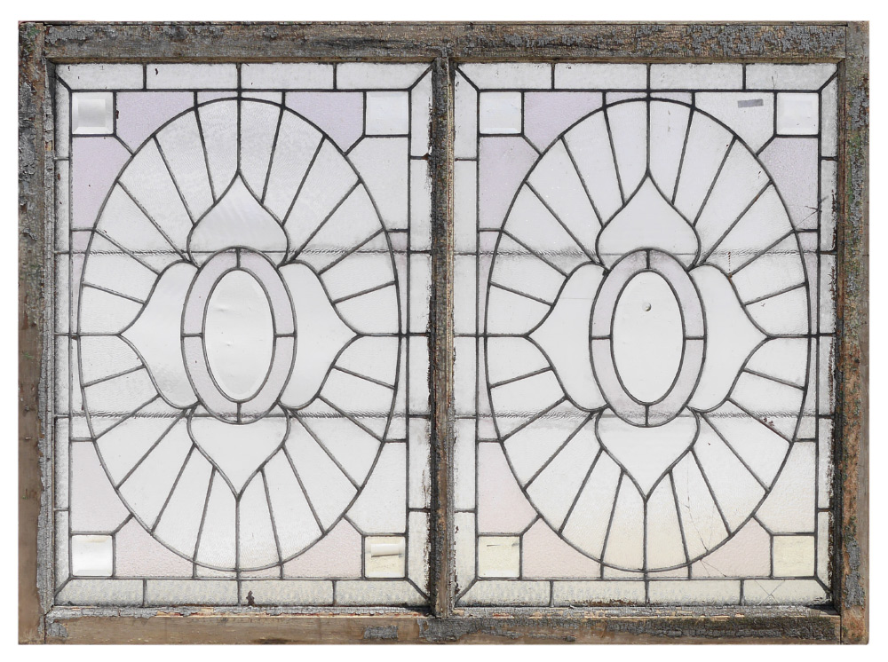 Appraisal: PANEL STAINED GLASS WINDOW A variety of clear and lightly