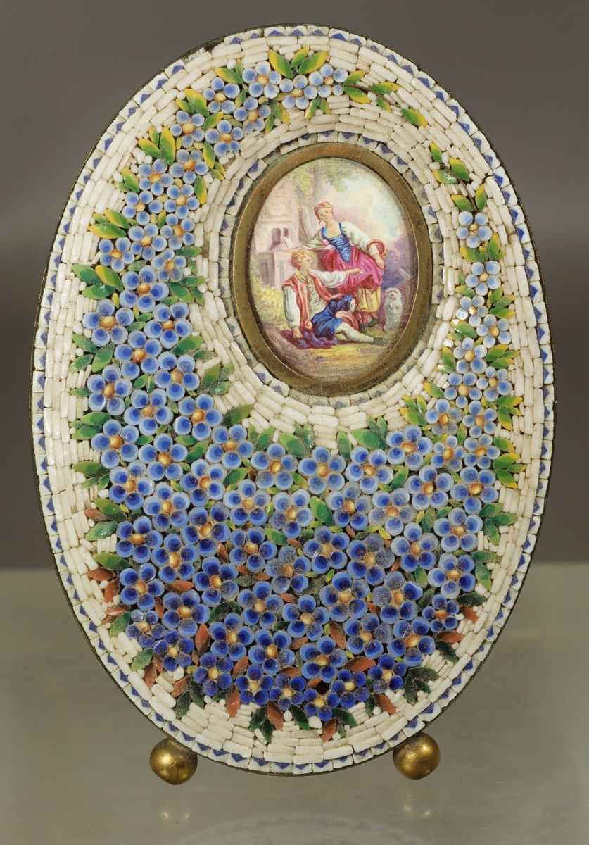 Appraisal: Small Viennese Enameled Plaque set in a mosaic frame minor