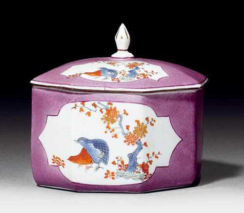 Appraisal: SUGAR BOWL WITH QUAIL MOTIF Meissen circa Painted on both