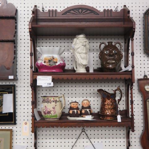 Appraisal: Antique Wall Shelf Unit carved triple shelf tall circa