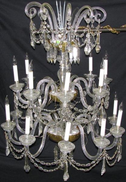 Appraisal: Formal crystal chandelier two-tiered with candlestick type fixtures approximately inches