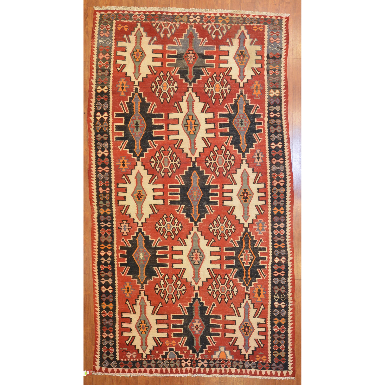 Appraisal: KILIM RUG TURKEY X Fourth quarter- th century hand-knotted wool