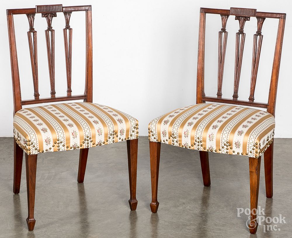 Appraisal: Pair of New York Hepplewhite walnut side chairs Pair of