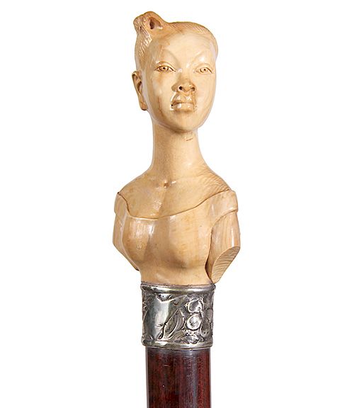 Appraisal: Mammoth Nubian Queen Bust Late th Century- A mammoth ivory