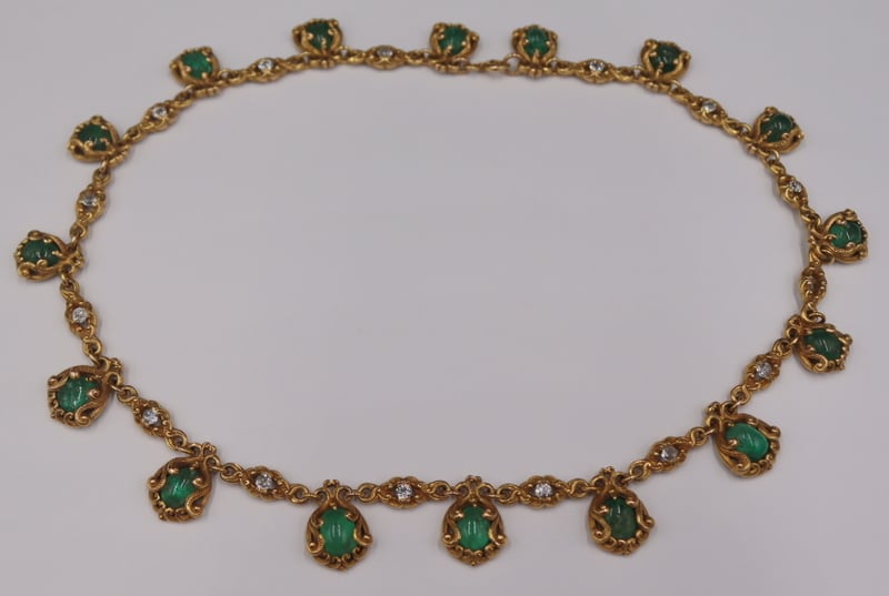 Appraisal: JEWELRY KT GOLD EMERALD AND DIAMOND NECKLACE kt yellow gold