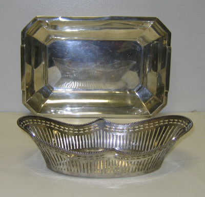 Appraisal: TWO GERMAN SILVER DISHES An oval boat form pierced bread