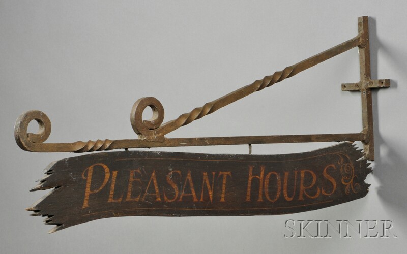 Appraisal: Painted and Gilded PLEASANT HOURS Trade Sign America late th