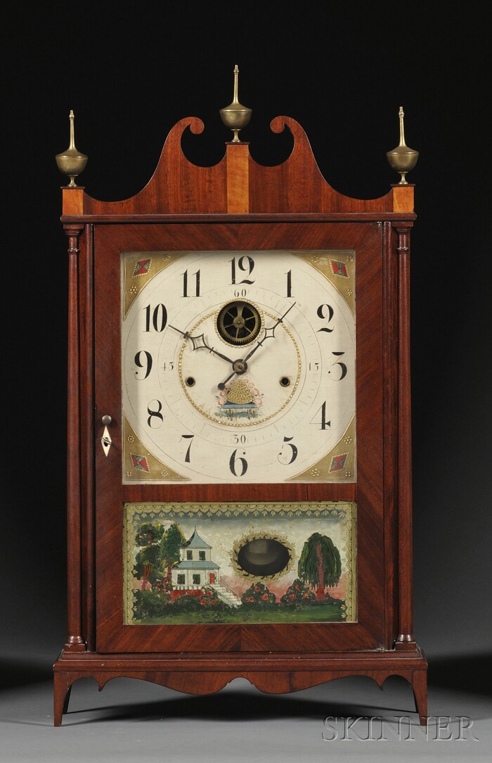 Appraisal: Seth Thomas Off-Center Mahogany Pillar and Scroll Shelf Clock Plymouth