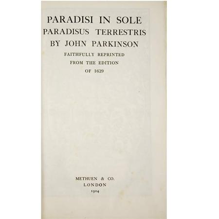 Appraisal: PARKINSON JOHN Paradisi in sole paradisus terrestris Estimate -