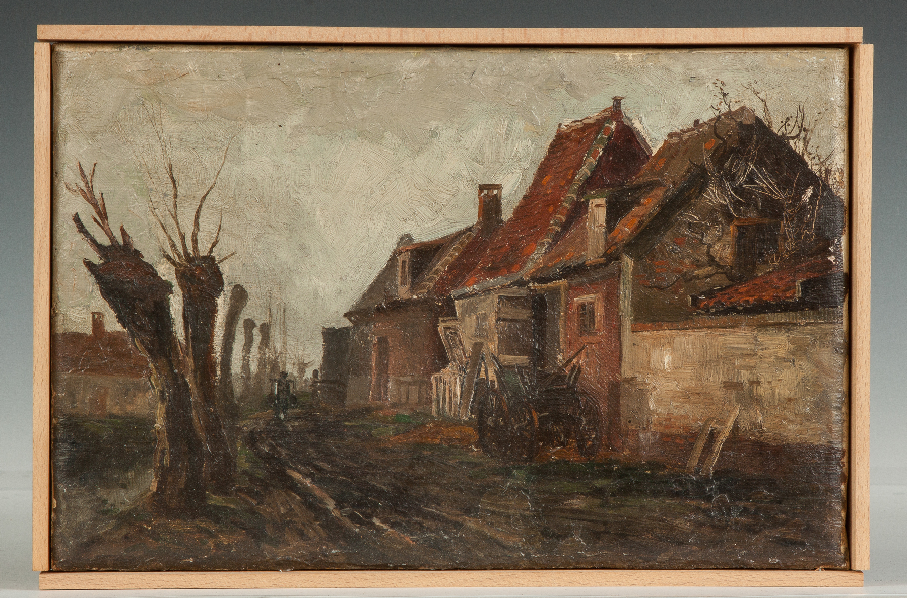 Appraisal: Attr to Charles Gruppe American - Village Scene Oil on