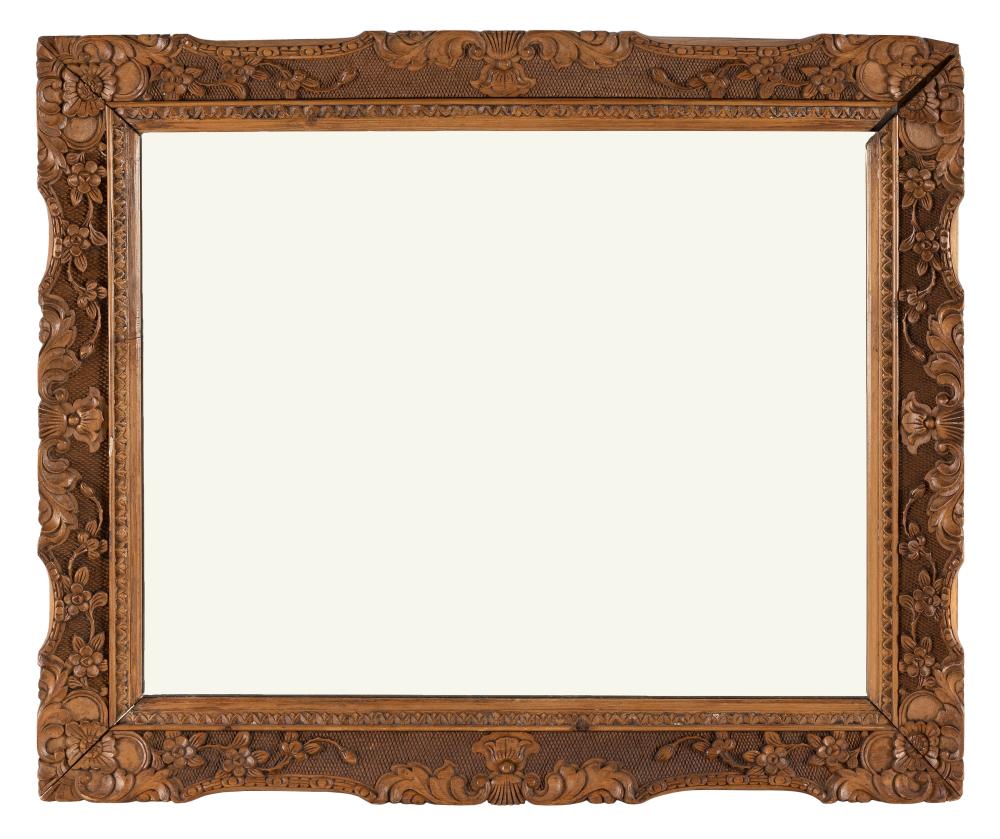 Appraisal: HAND-CARVED FRAME INSET WITH A MIRROR TH CENTURY HEIGHT WIDTH