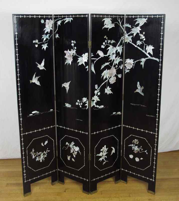 Appraisal: CHINESE MOTHER OF PEARL INLAY PANEL SCREEN Mother of pearl