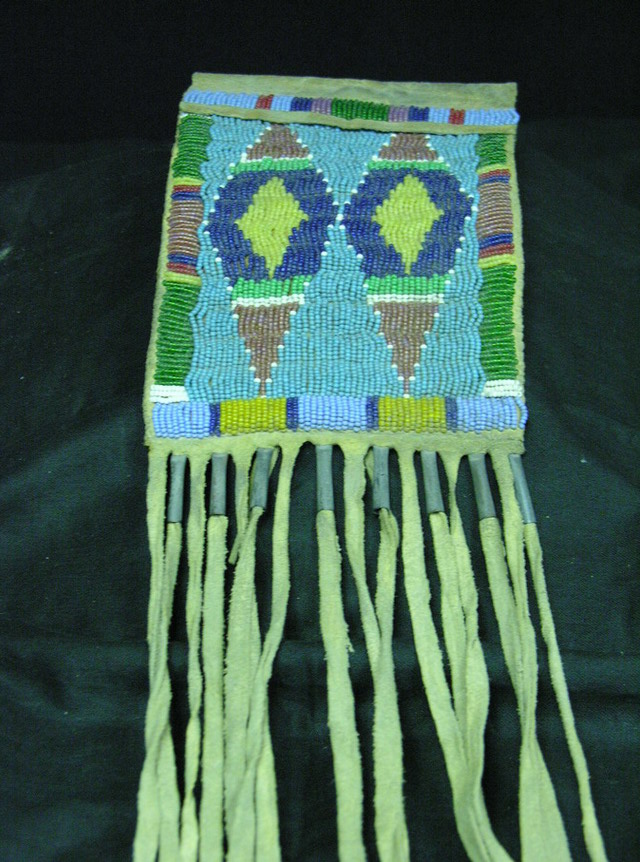 Appraisal: NATIVE AMERICAN BEADED DOCUMENT BAG Hand sewn with sinew Vintage