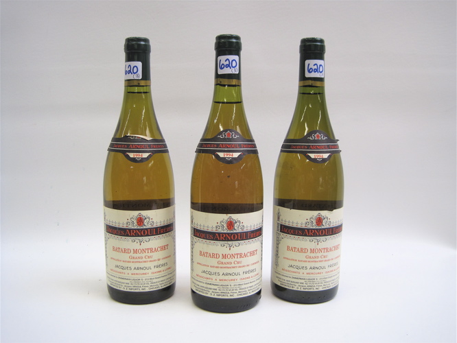 Appraisal: THREE BOTTLES OF VINTAGE FRENCH WHITE BURGUNDY Jacques Arnoul Frerers