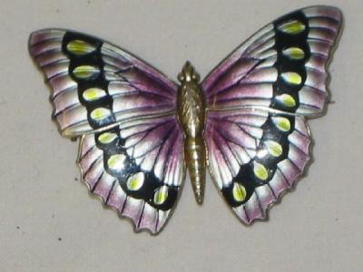 Appraisal: AN ENAMELLED SILVER BUTTERFLY BROOCH by Charles Horner with engraved