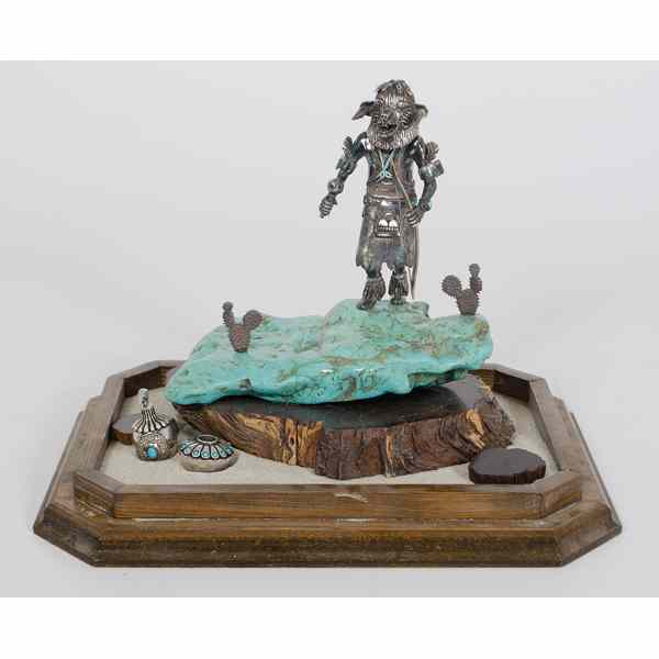 Appraisal: Carol Sues Silver and Turquoise Bear Kachina Silver Kachina with