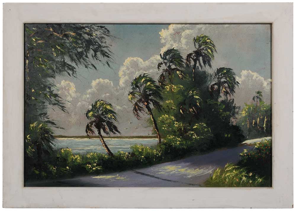 Appraisal: Harold Newton Florida - Inlet With Palm Trees signed lower