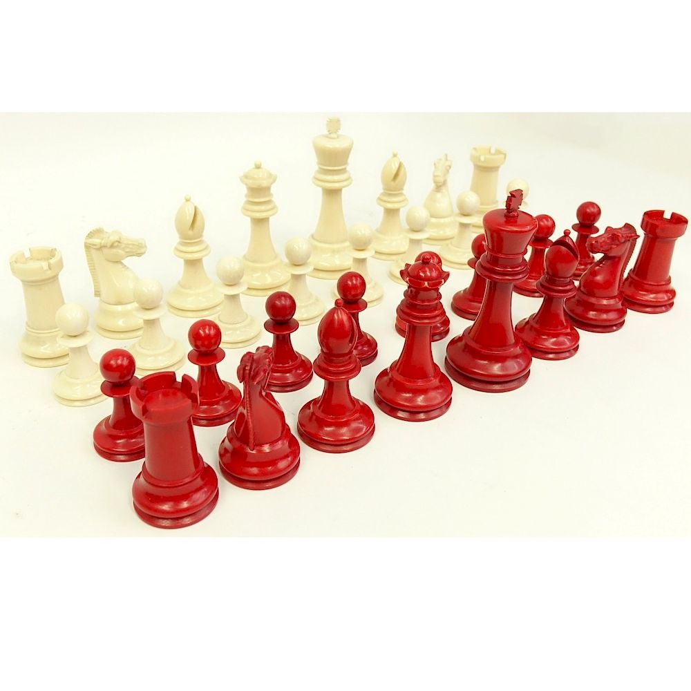 Appraisal: th Century Staunton Ivory Piece Chess Set th Century Staunton