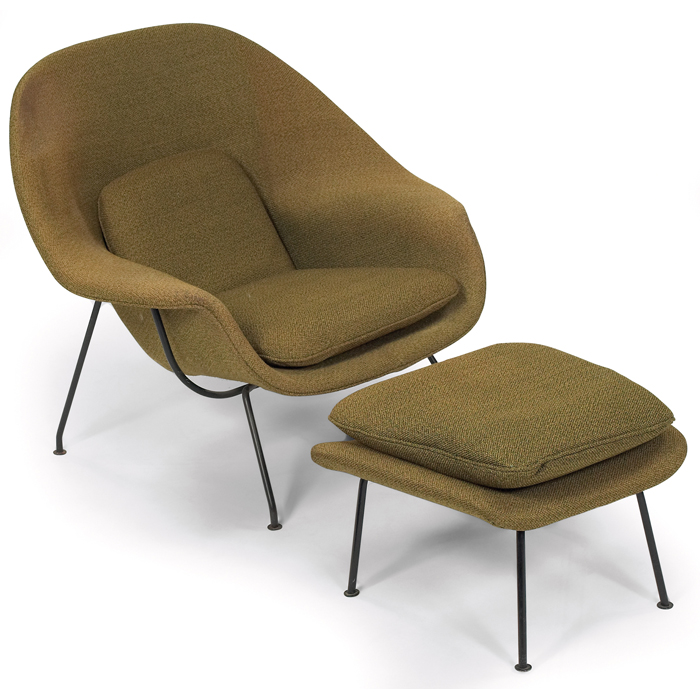 Appraisal: Eero Saarinen Womb chair and ottoman by Knoll original green