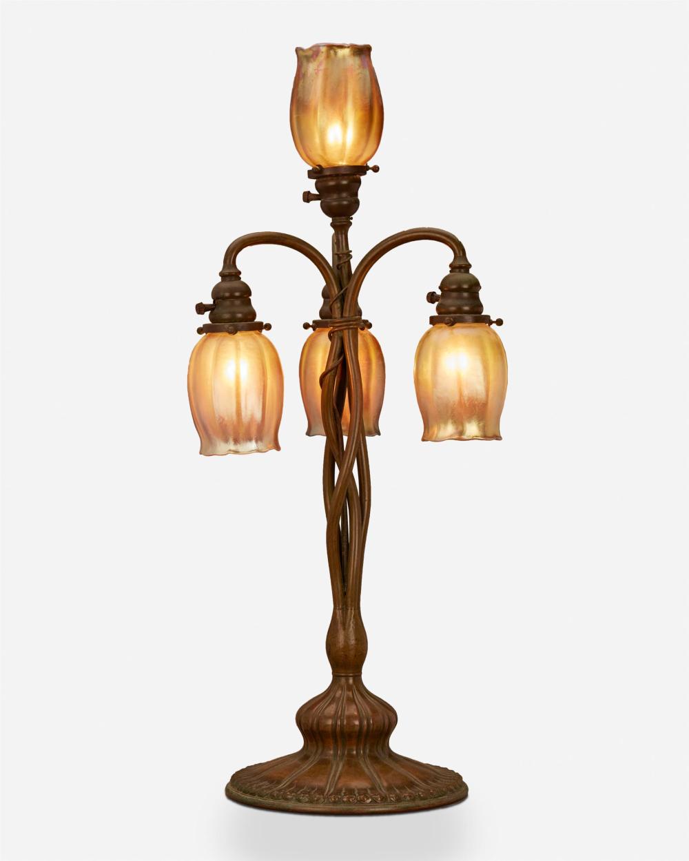 Appraisal: A Tiffany Studios patinated bronze table lamp Circa - New