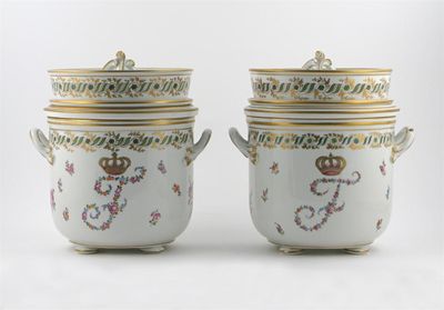 Appraisal: A pair of Dresden ice pails covers and liners painted