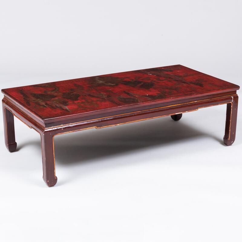 Appraisal: Chinese Red Lacquer and Parcel-Gilt Low Table x x in