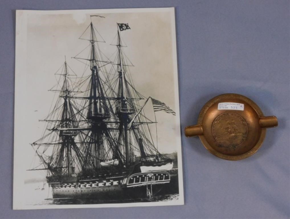 Appraisal: USS CONSTITUTION OLD IRONSIDES RELIC OFFICIALsouvenir copper ashtray made from