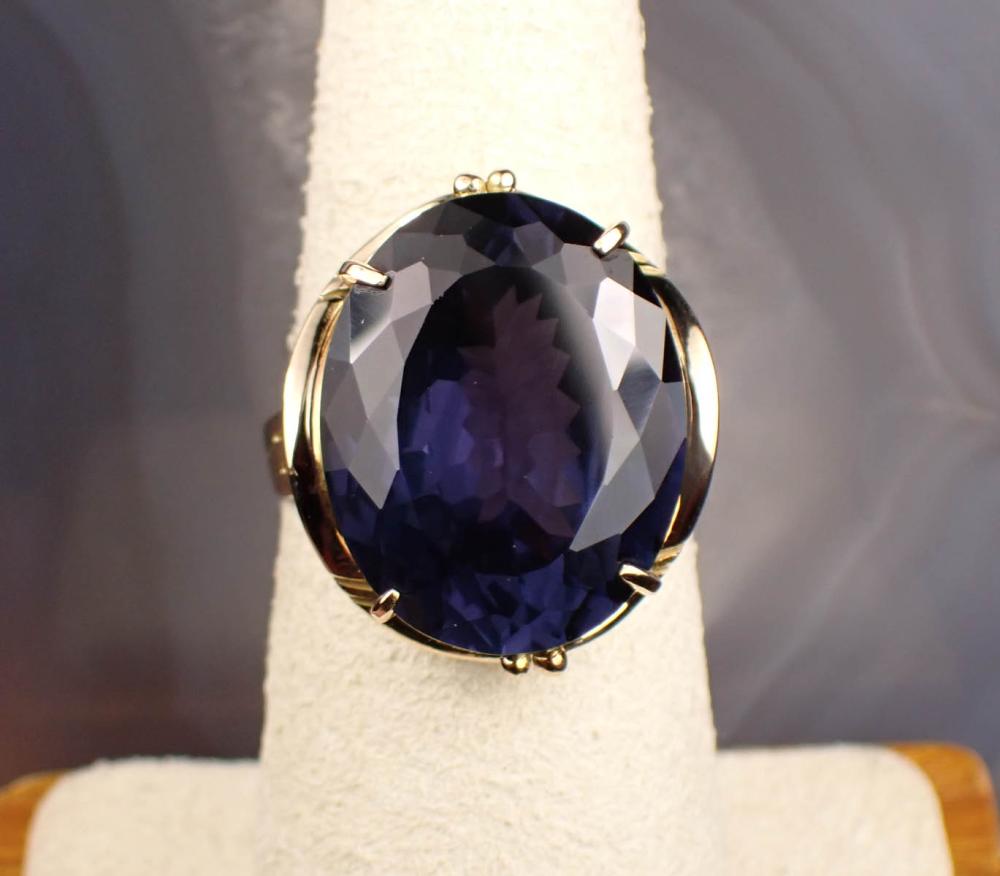 Appraisal: LAB CREATED ALEXANDRITE AND FOURTEEN KARAT GOLD RING The yellow