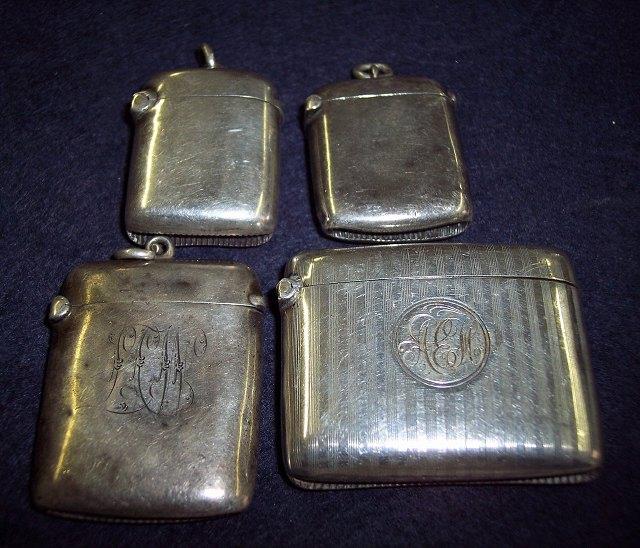 Appraisal: Two plain vesta cases Chester and Birmingham another monogrammed and