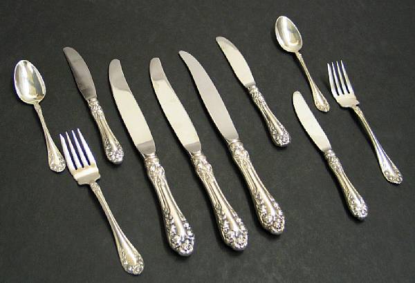 Appraisal: A sterling assembled flatware setNorthumbria Canada Normandie RoseWallace Silversmiths Wallingford