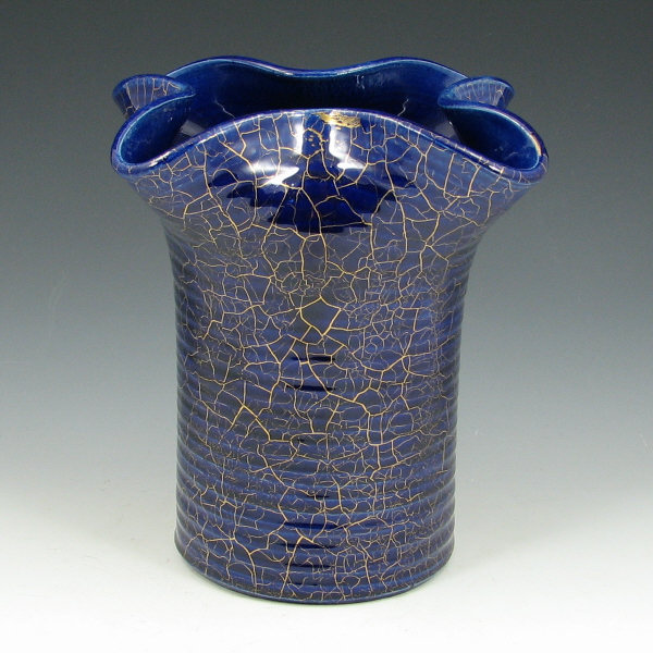 Appraisal: Camark Blue Crackle Bright Vase - Mint Camark Blue Crackle