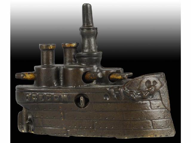 Appraisal: Cast Iron Oregon Battleship Still Bank Description Made by J