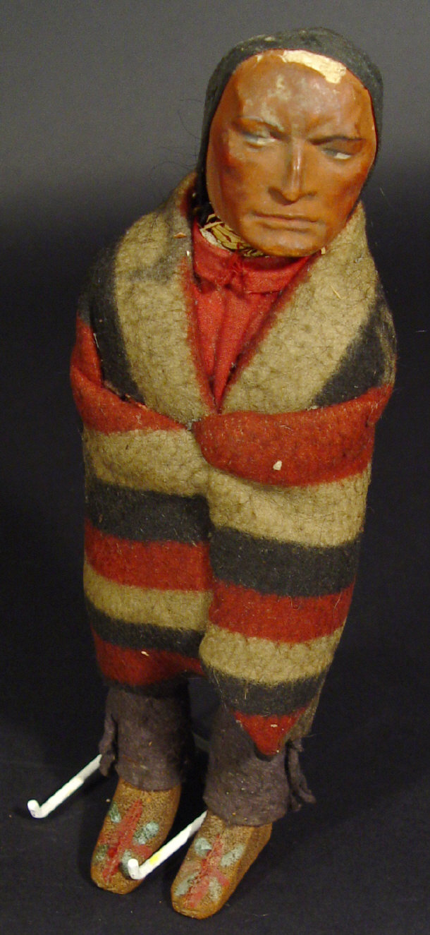 Appraisal: Straw filled Native American doll with hand painted features cm