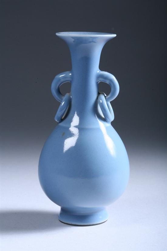 Appraisal: CHINESE CLAIR-DE-LUNE PORCELAIN VASE Yongzheng underglazed blue seal mark Of