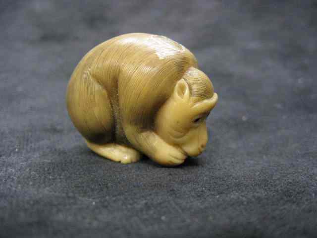 Appraisal: Carved Vegetable Ivory Netsuke of a Monkey ''