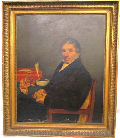 Appraisal: American School th centuryportrait of a seated gentleman