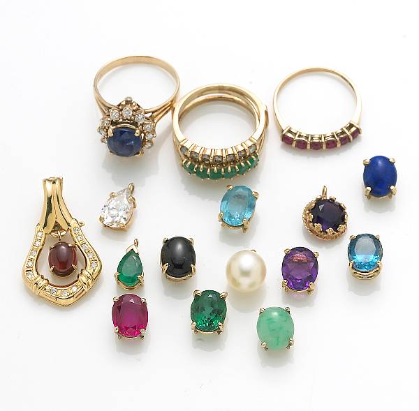 Appraisal: A collection of diamond gem-set and k gold jewelry items