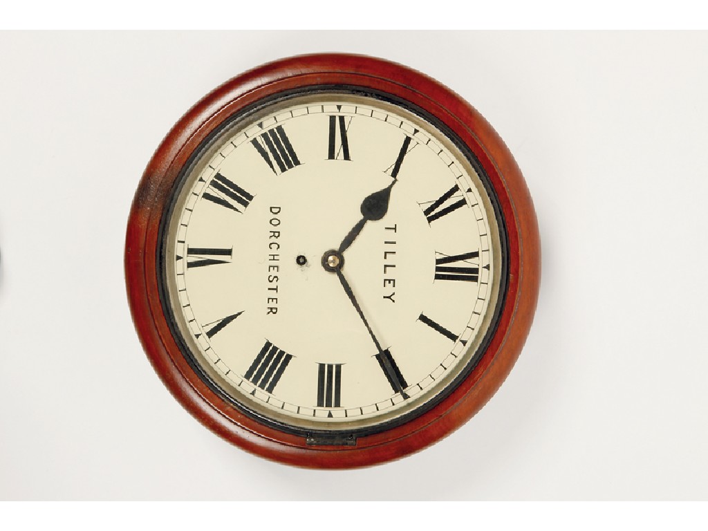 Appraisal: A MAHOGANY CASED WALL CLOCK the white enamelled dial signed