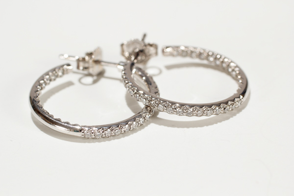 Appraisal: Roberto Coin K white gold Inside Out diamond hoop earrings