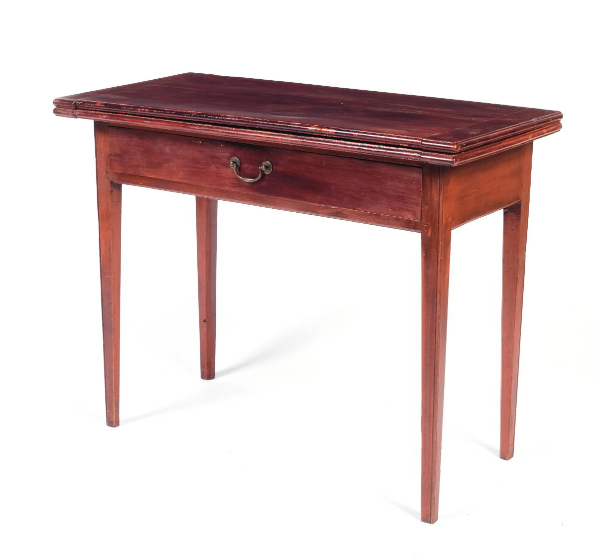 Appraisal: NEW HAMPSHIRE COUNTRY HEPPLEWHITE ONE-DRAWER CARD TABLE IN EARLY RED