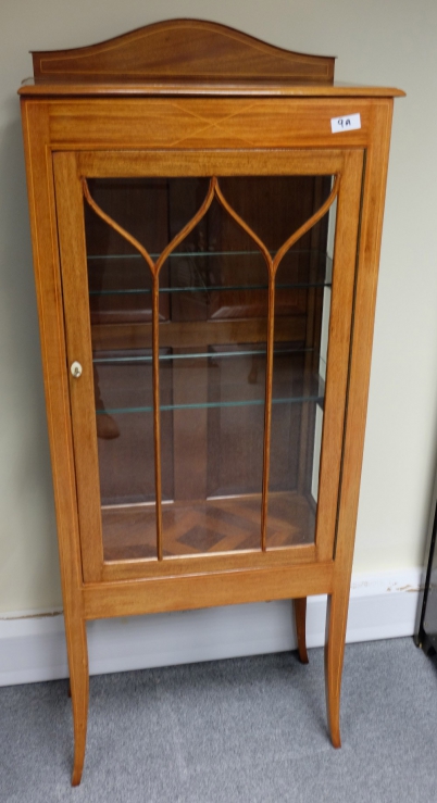 Appraisal: Reproduction Inlaid glass fronted display cabinet