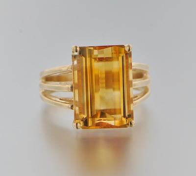 Appraisal: A Ladies' Citrine Ring k yellow gold ring set in